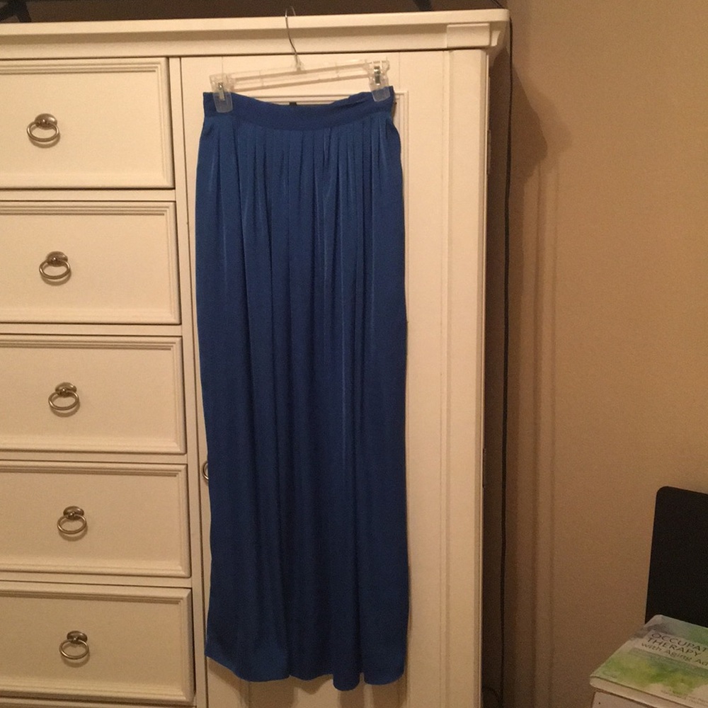 Blue silk BCBG maxi skirt